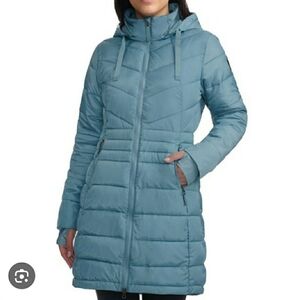 Lole Package Puffer Teal Quilted Hooded Jacket Outdoor Winter Active Sz XL